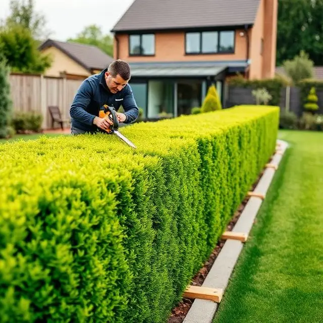 Our Professional hedge cutting in a residential Dublin garden