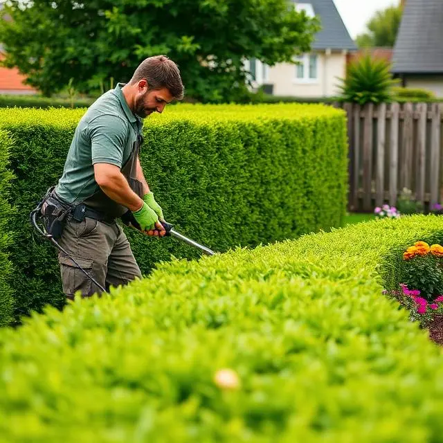 Our gardener performing hedge and shrub maintenance in a residential Dublin